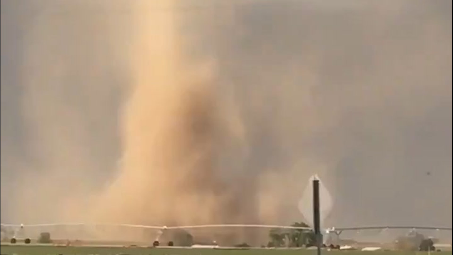 This tornado touched down outside Eaton, Colorado, on May 20, stirring up dust high into the air at an open field.