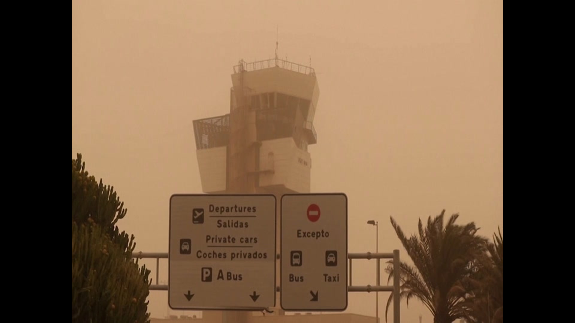 All flights in and out of the Spanish Canary Island of Gran Canaria were suspended on Feb. 22 after a sandstorm from the Sahara hit the Canaries.