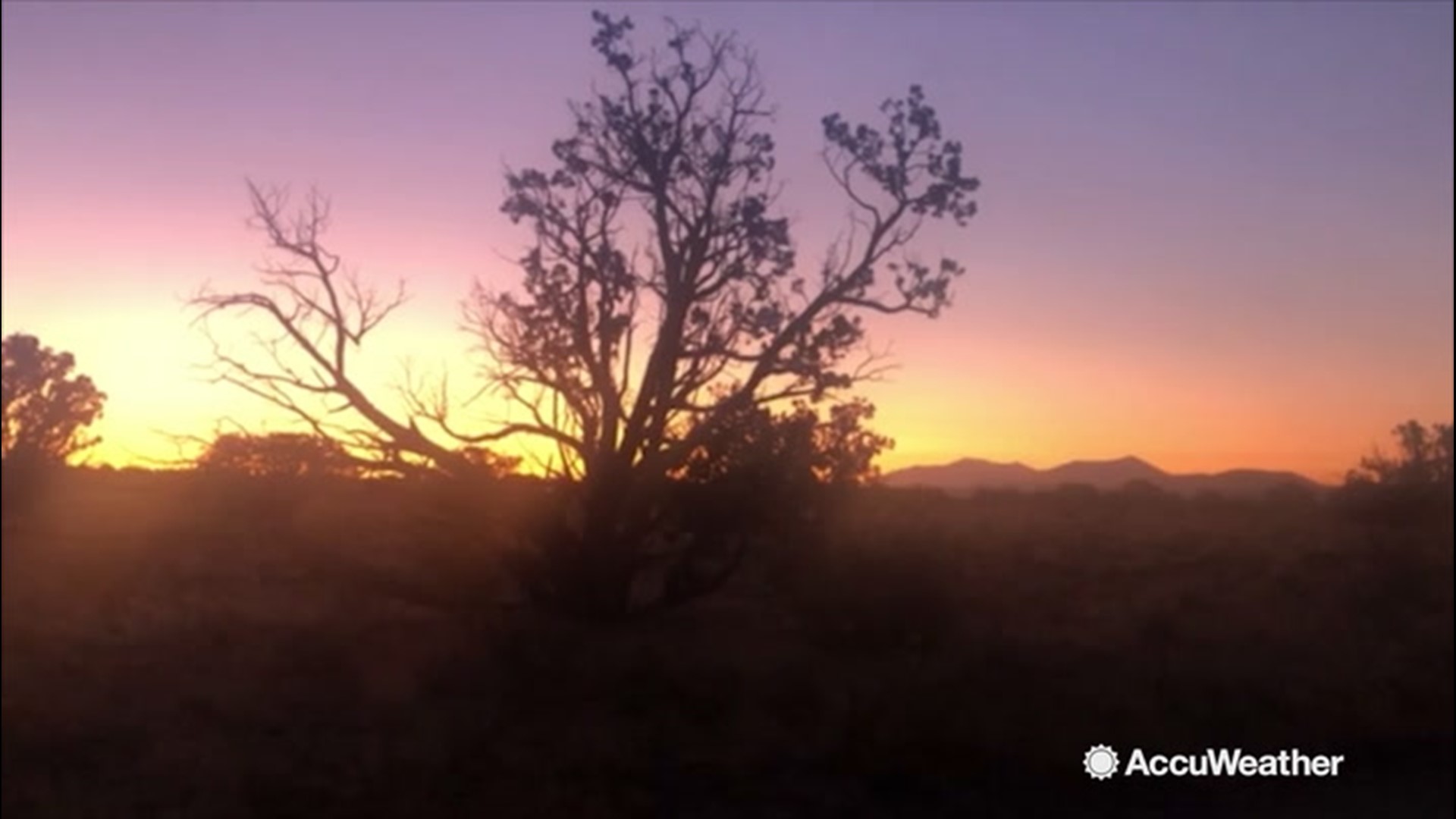 The breathtaking sunrise was shot in Valle, Arizona, just south of the Grand Canyon. The various colors of the morning sky are stunning to look at.