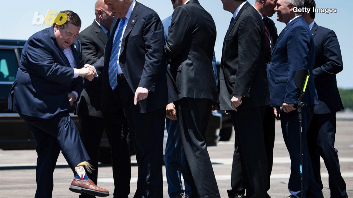 Louisiana Lt. Governor Greets POTUS with Trump-Themed Socks (Featuring Some Wild Hair ...