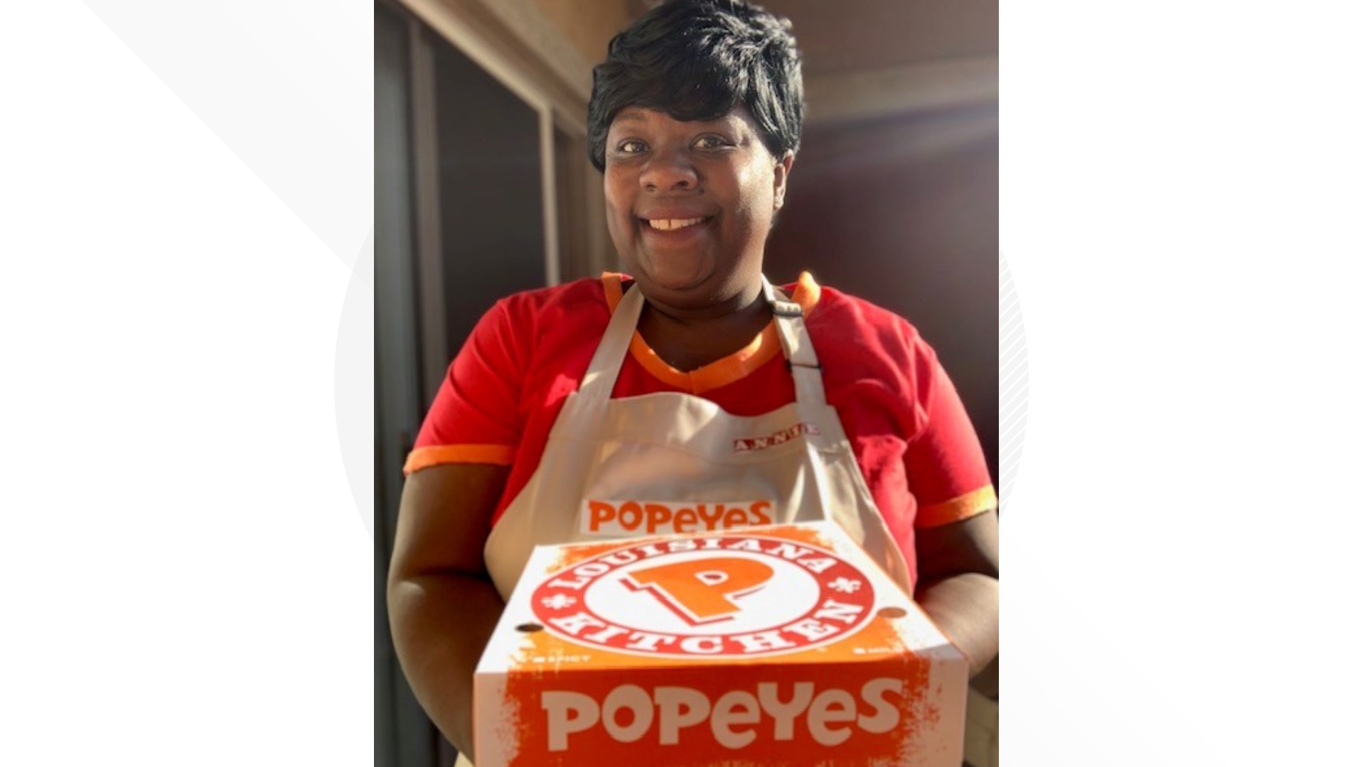 This toddler dressed as Popeyes� chicken sandwich for Halloween