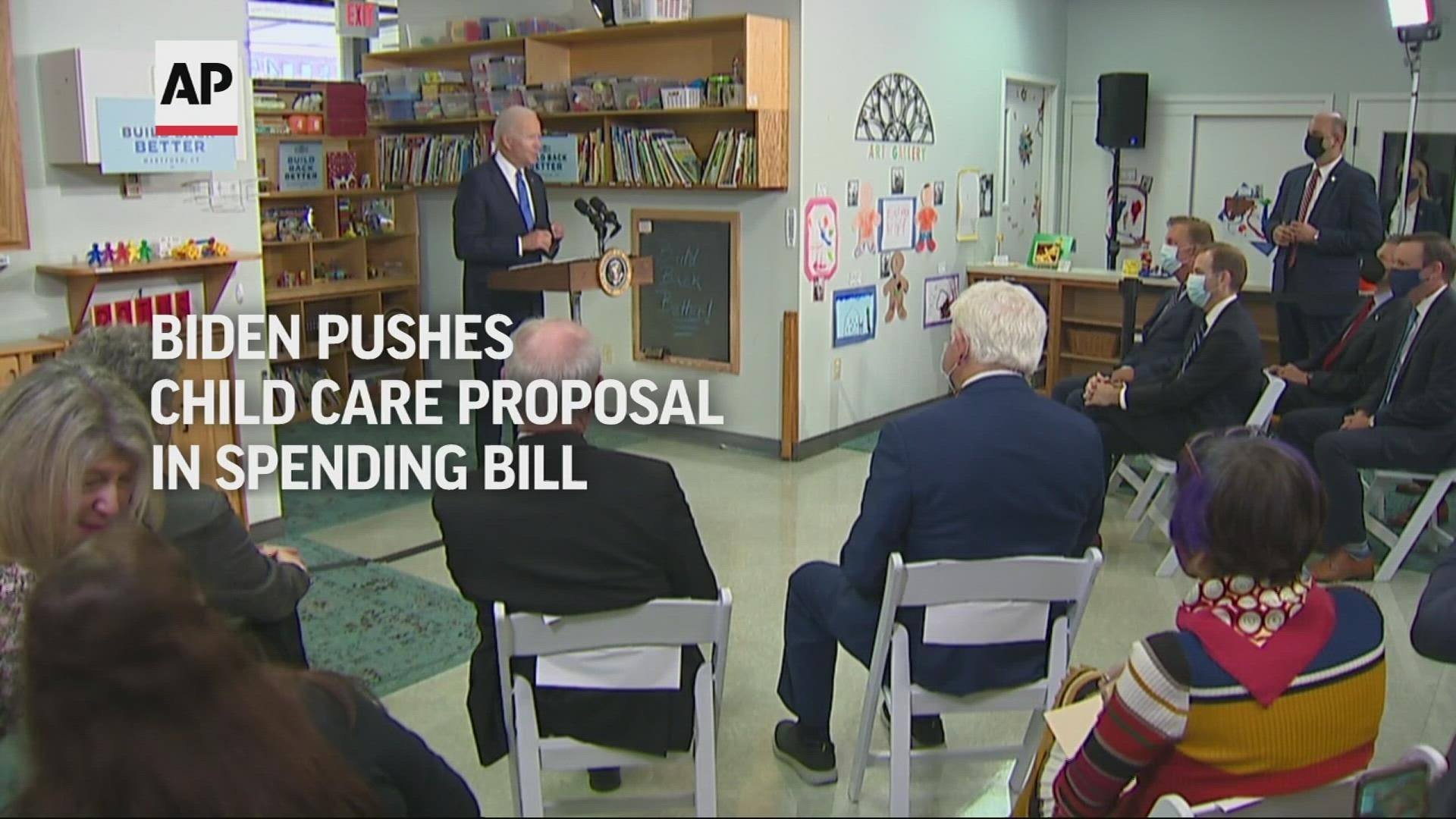 U.S. President Joe Biden visited a child care center in Connecticut Friday, to argue for investments in child care and other social safety net programs.