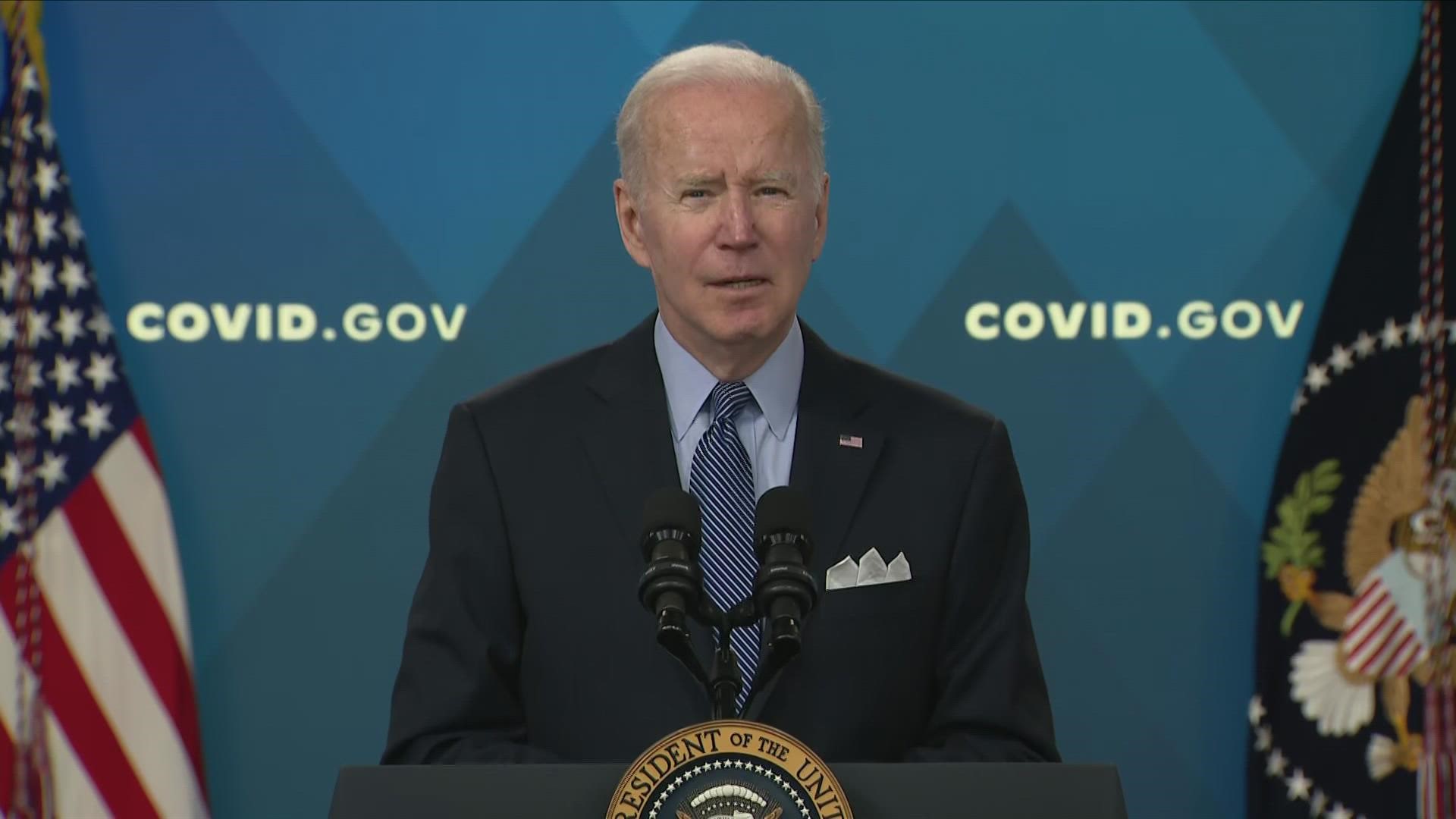 President Joe Biden discusses "new moment in the pandemic" as U.S. launches one-stop website to help access tests, vaccines, treatments.