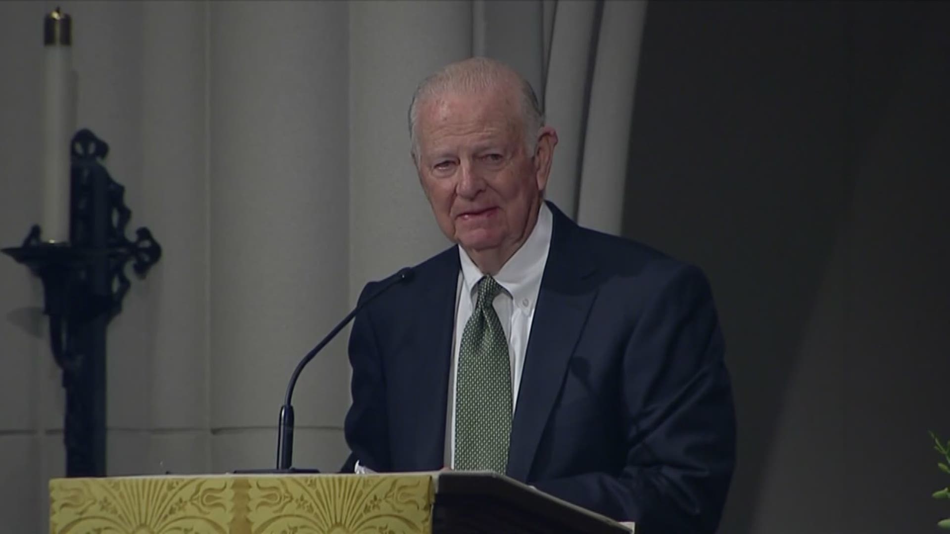 Former Secretary of State James Baker got emotional remembering his lifelong friend George H.W. Bush at the Texas funeral for the 41st president.