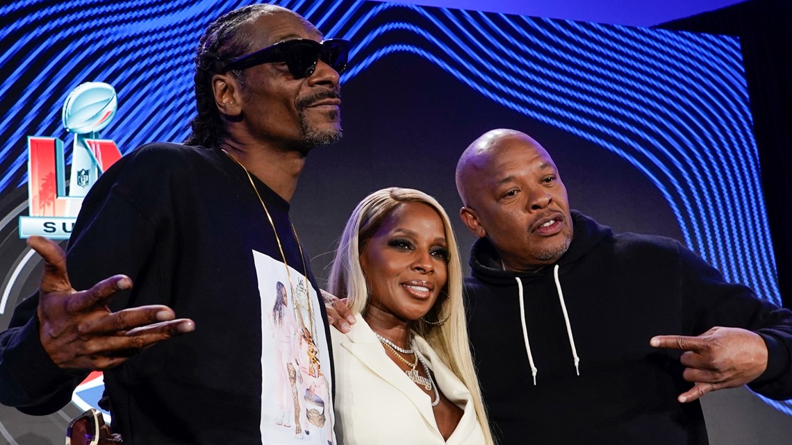 Hip-hop icons Dr. Dre, Snoop Dogg, Mary J. Blige rock Super Bowl