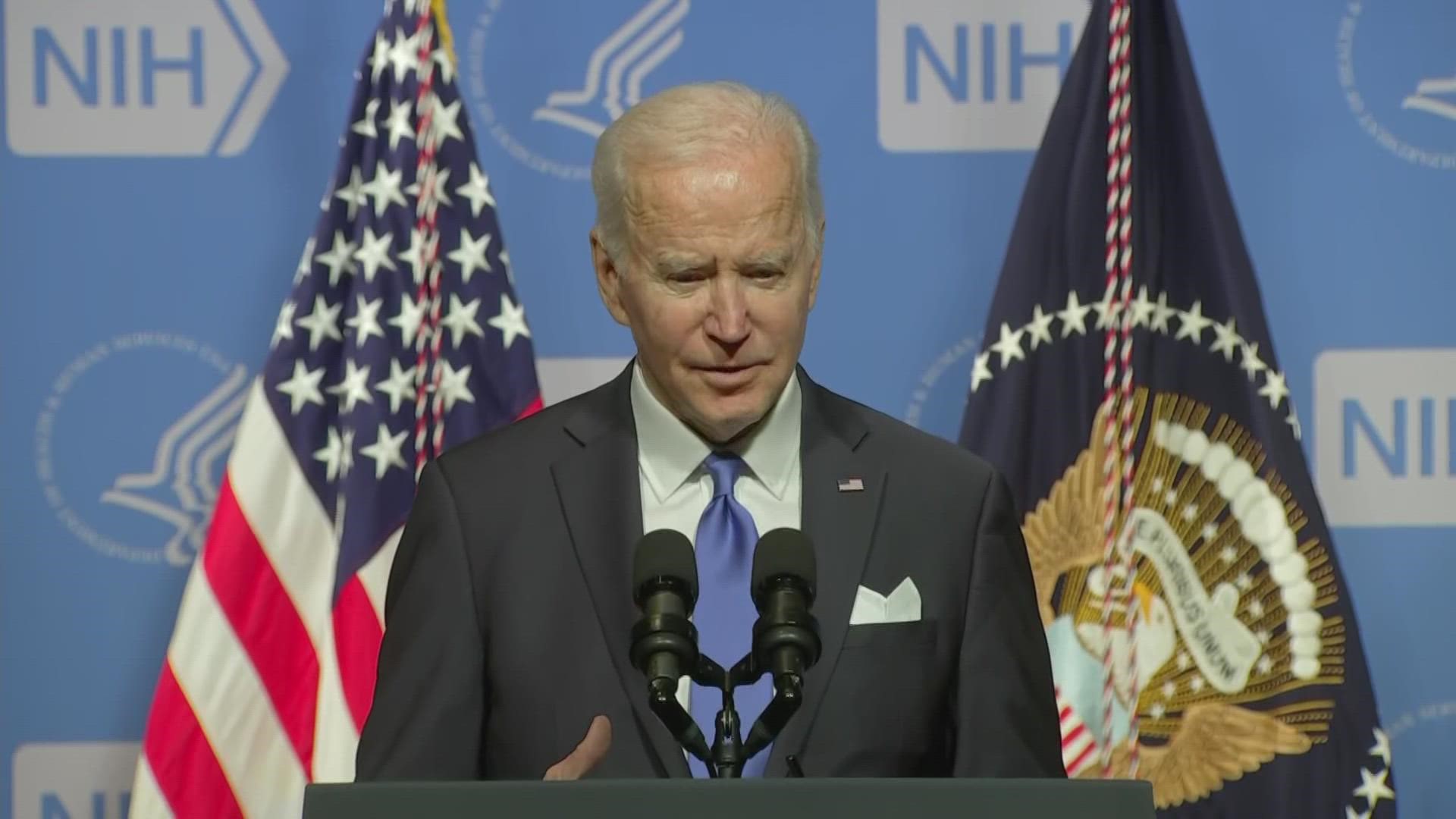 Biden said the strategy would fight COVID-19 “not with shutdowns or lockdowns but with more widespread vaccinations, boosters, testing, and more.”
