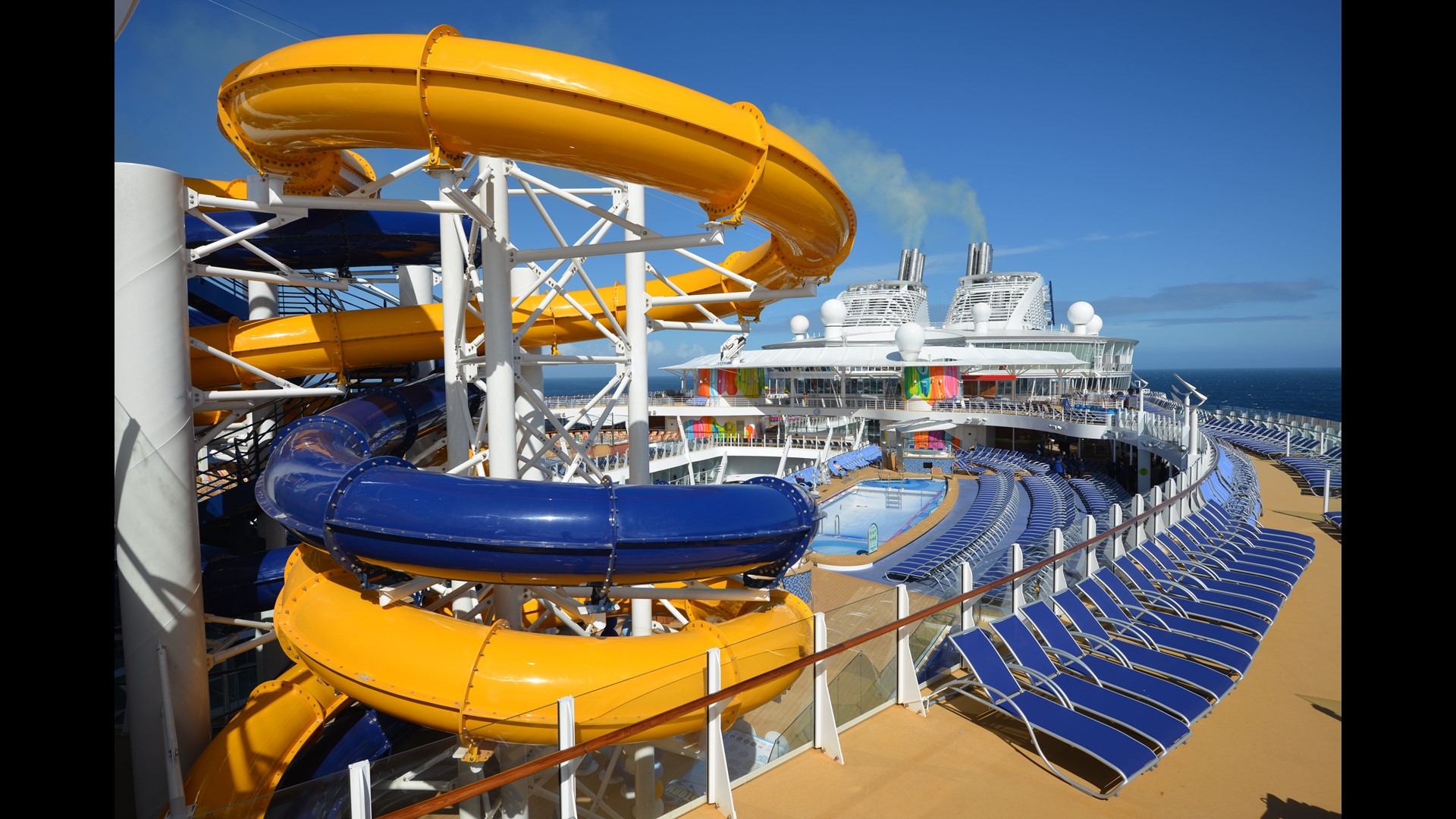 The giant water slides on Royal Caribbean's new Symphony of the Seas