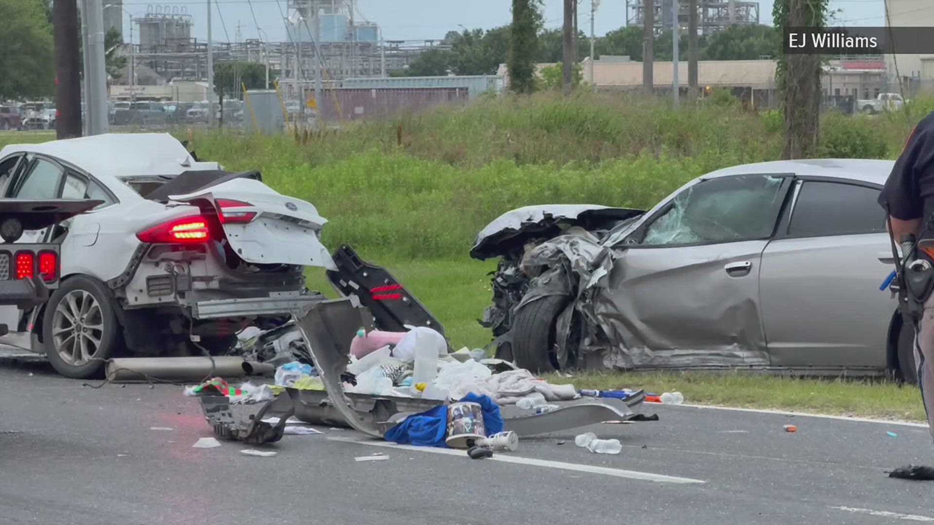 The wreck was reported just after 6 a.m. along FM1006 east of East Roundbunch Rd near the Lion Elastomers Plant in Orange County. 