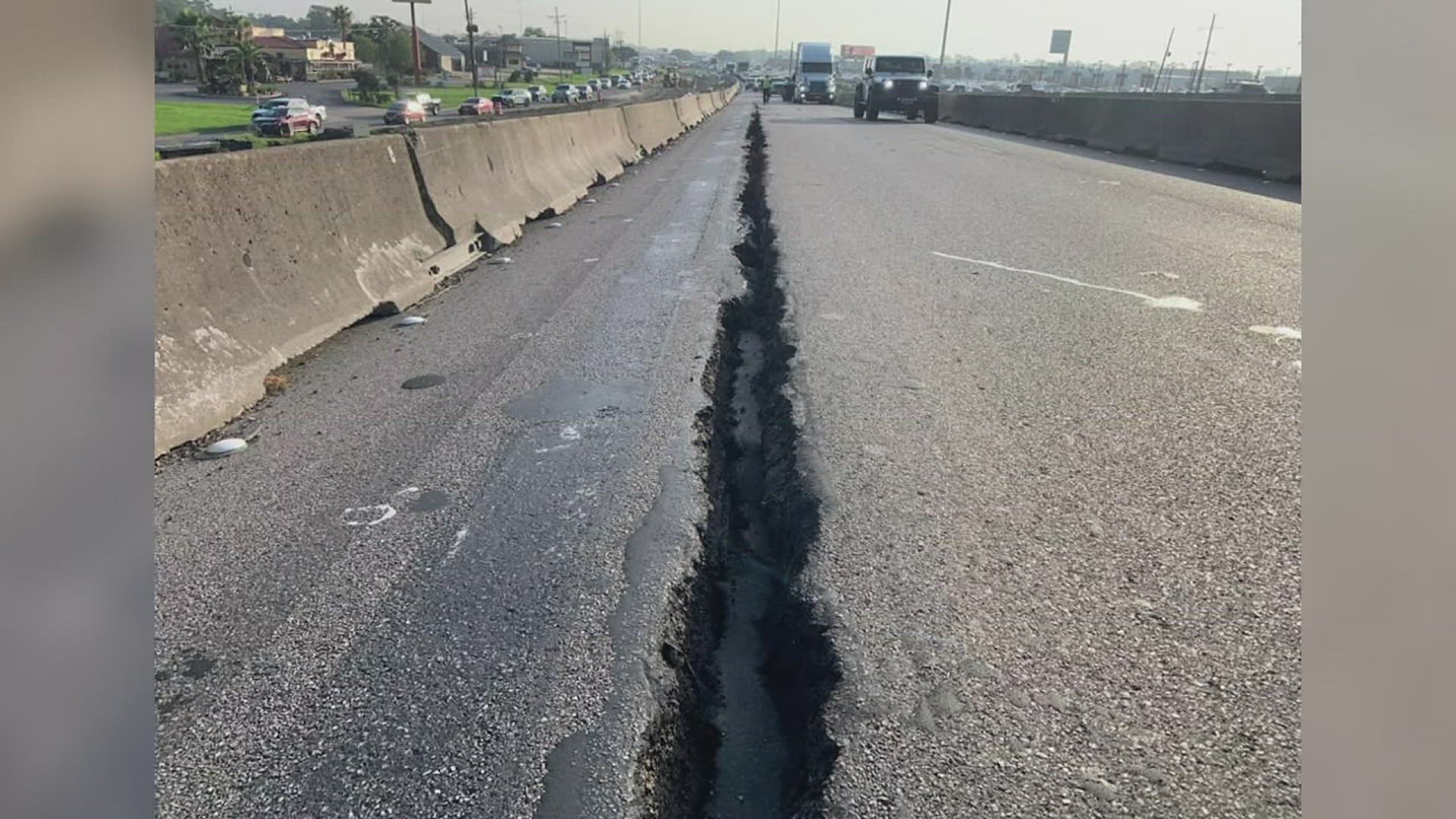 The widening project happening in the area and construction contributed to the pavement becoming uneven, which led to the crack, according to TxDOT.