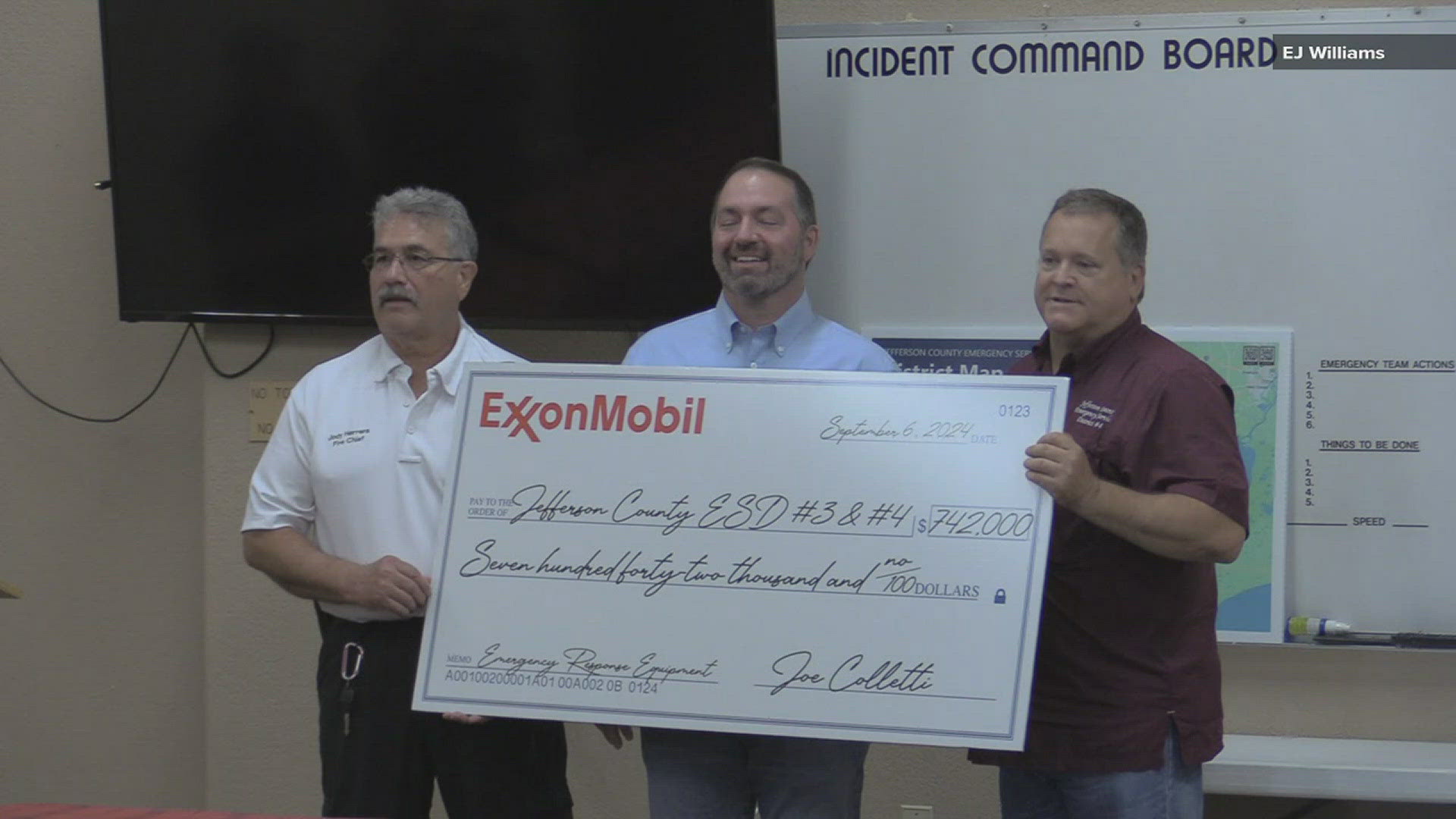 The energy giant donated $740,000 to emergency service districts 3 and 4.