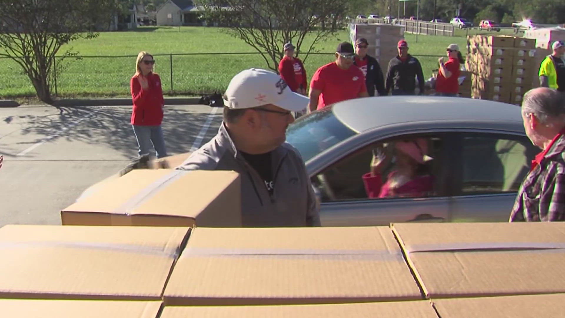 They handed out over 500 turkeys and food boxes with everything a family needs for a Thanksgiving meal.