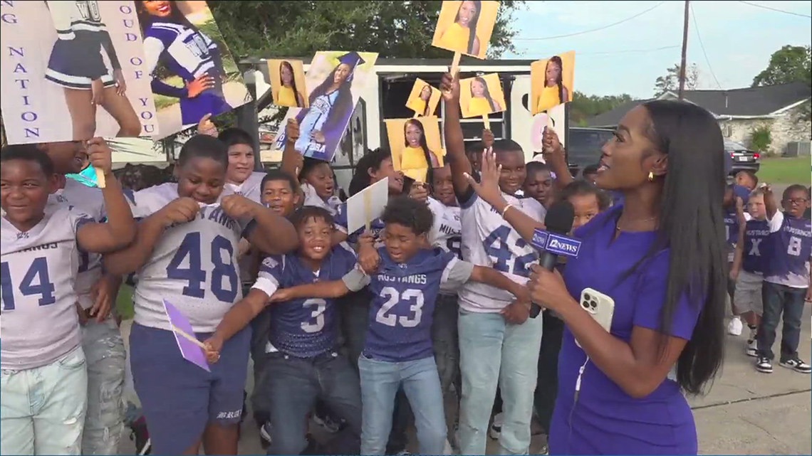 Claydra Rhodes viits the West Orange-Stark tailgate party ahead of ...