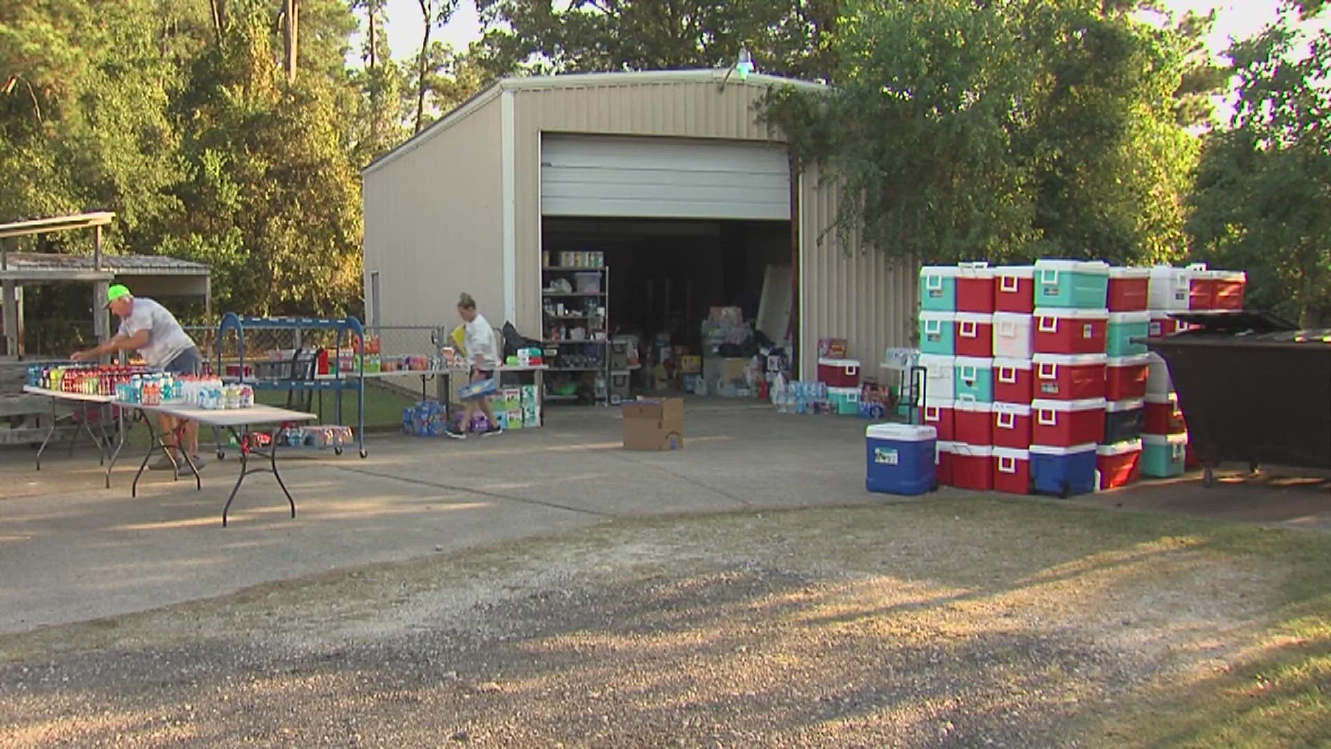 Volunteers spent the day filling and loading up the coolers that are filled with supplies like drinks and baby wipes.