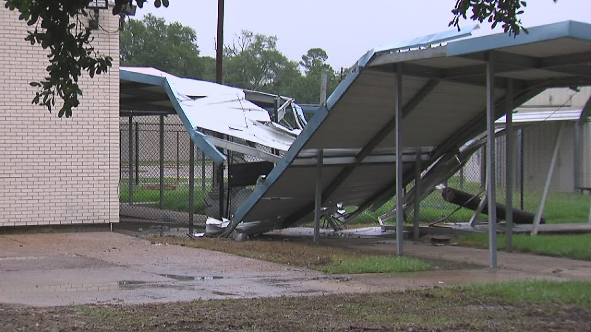 BISD tells 12News the high winds blew down transformers and shut down electricity on campus.