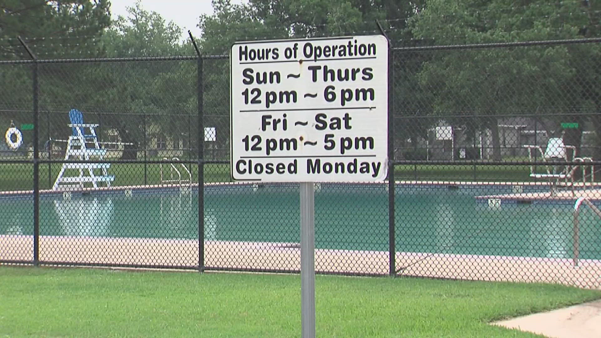 Pool hours are Sunday through Thursday from 12 p.m. to 6 p.m., and Friday and Saturday from 12 p.m. to 5 p.m.