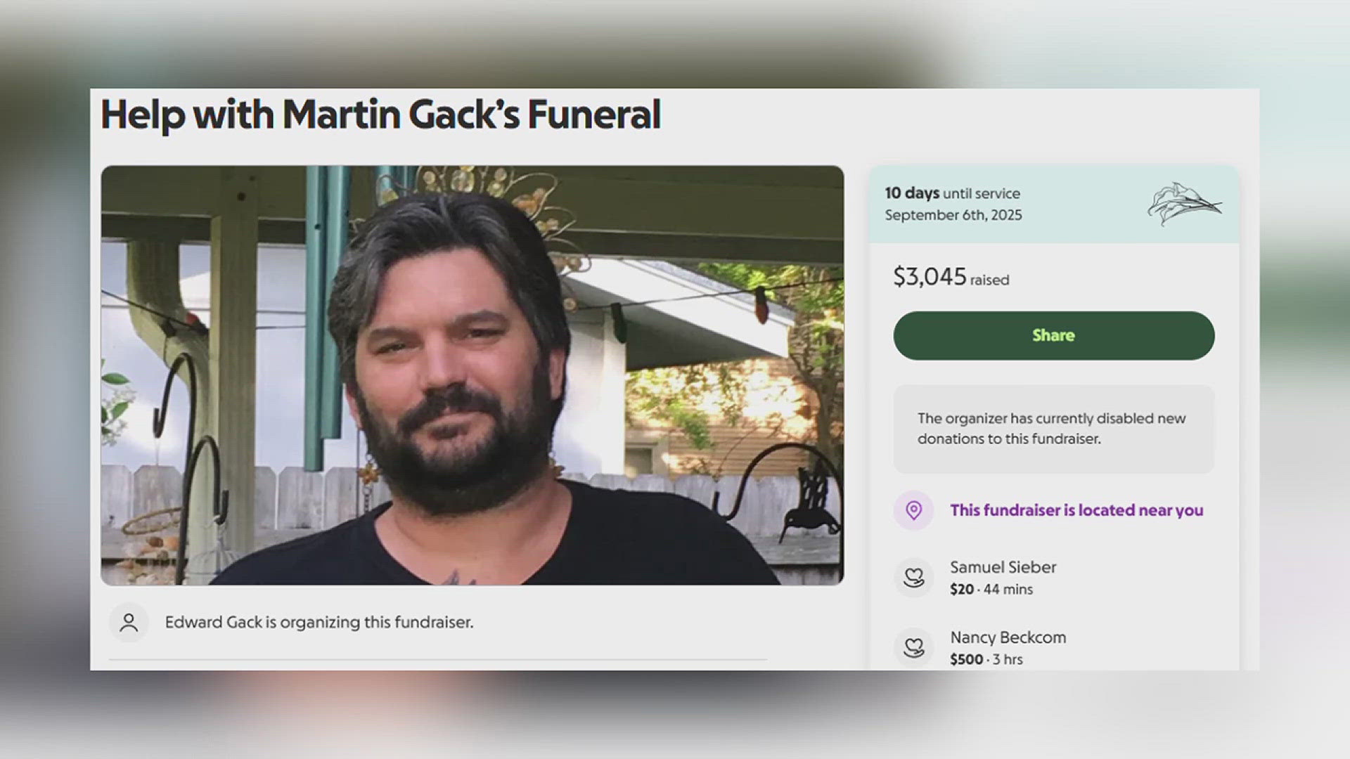 Family starts GoFundMe for Martin Gack's funeral costs | 12newsnow.com