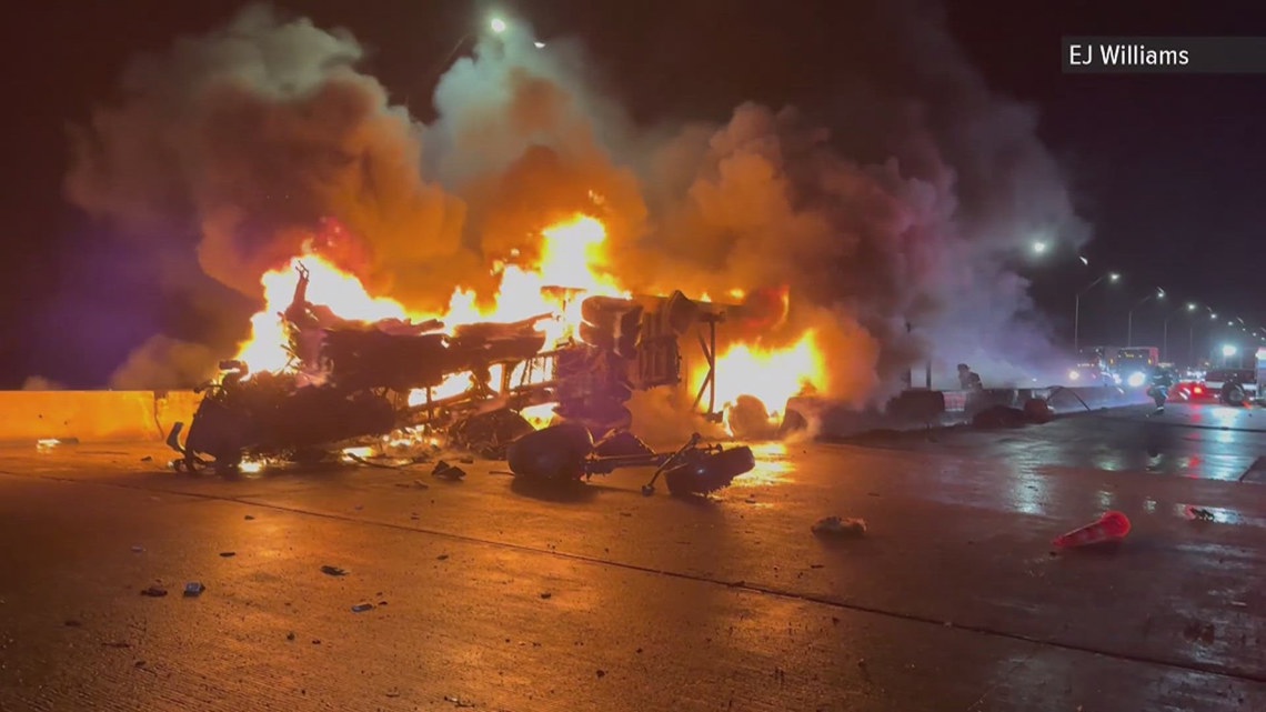 18-wheeler fire halts westbound traffic on I-10 near state line ...