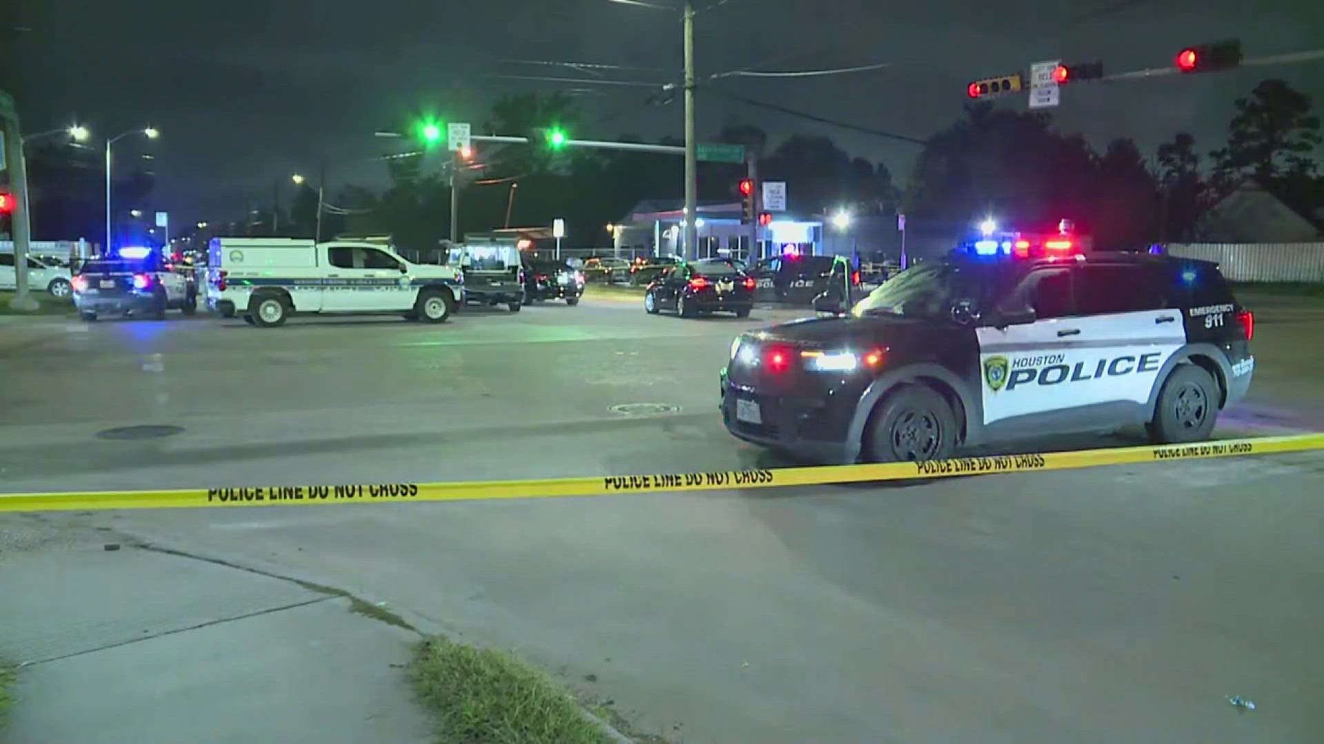 The Houston Police Department said a large crowd had gathered for a block party when a white pickup truck drove by and started shooting.