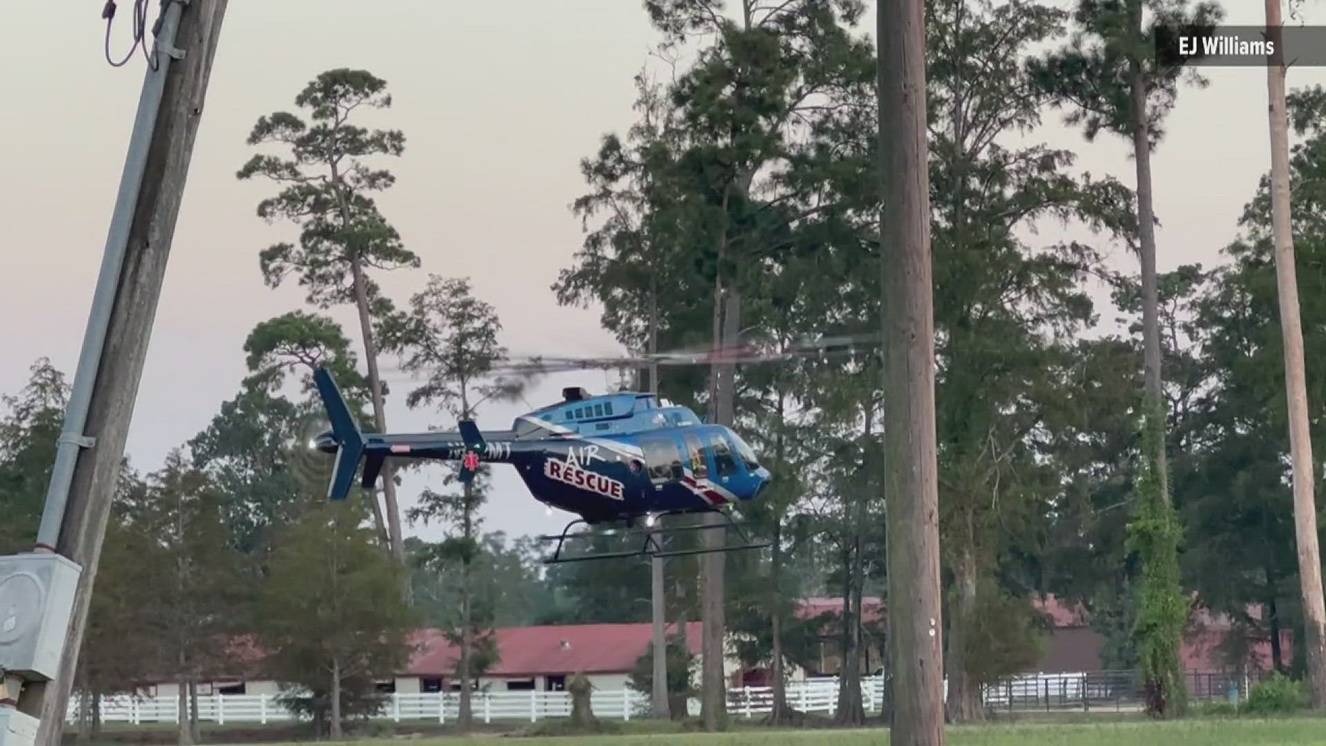 The crash reportedly happened at around 6:30 p.m. when a woman driving a Ford Mustang along Four Oaks Ranch Road veered off of the small, rural road.