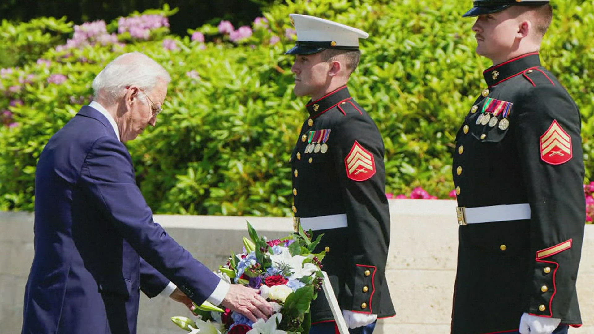 While there Biden marked the 80th anniversary of D-Day and met with the French president.