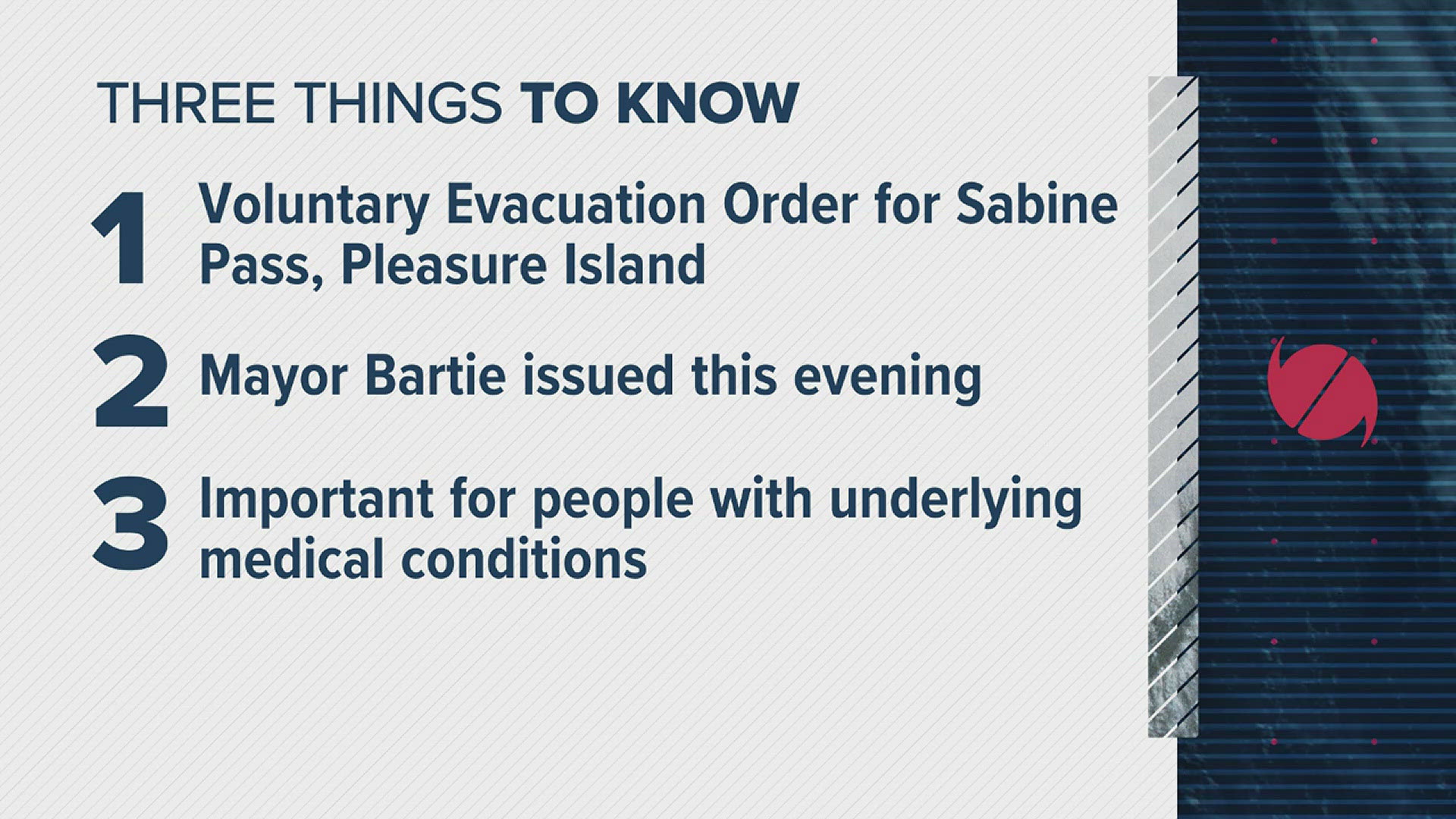 In the video, Mayor Bartie said that people should evacuate low lying areas because they are expecting a surge of 3-5 feet which could make roads impassable.