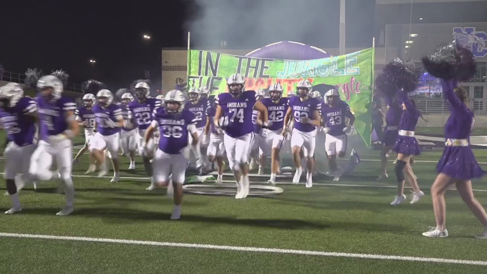 The Indians dominated the Kaufman Lions 42 - 21 in week two of high school football playoffs.