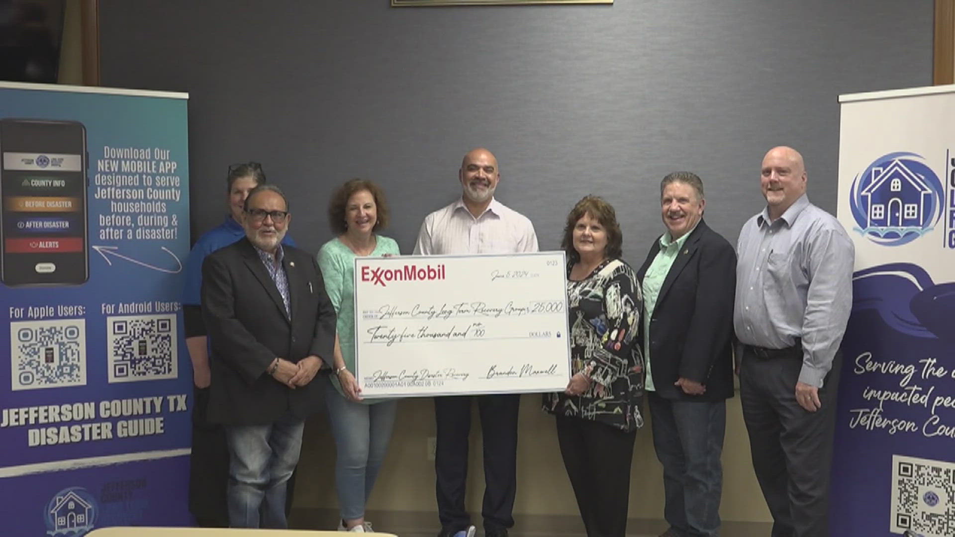 ExxonMobil presented the $25,000 check to the Jefferson County Long Term Recovery Group.