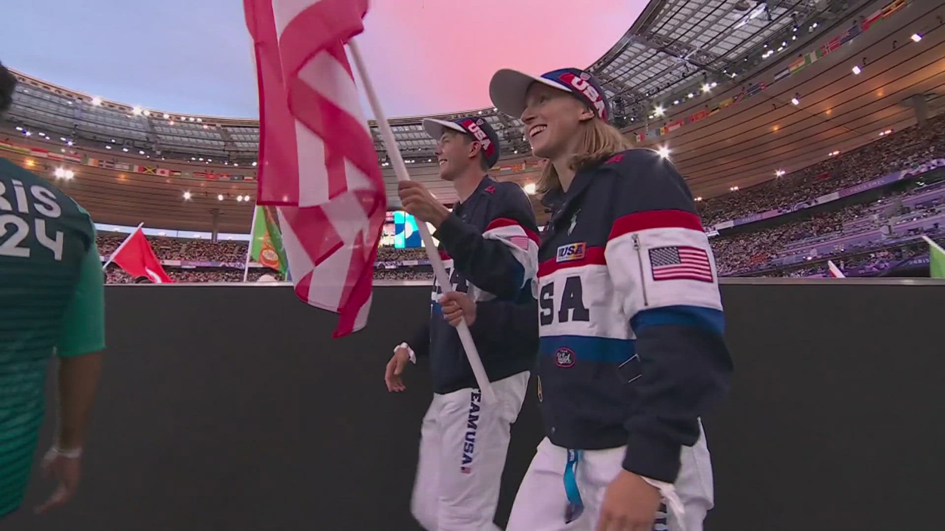 Athletes from around world celebrate the end of the Paris Olympics in closing ceremony