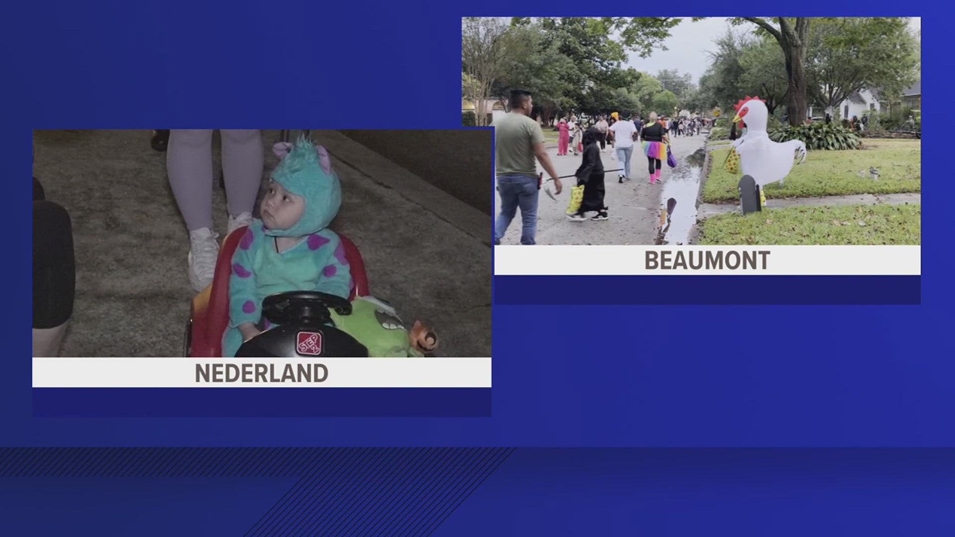 12News stopped by Calder Place in Beaumont and Allen Meadows in Nederland where hundreds and kids showed up in search of candy.