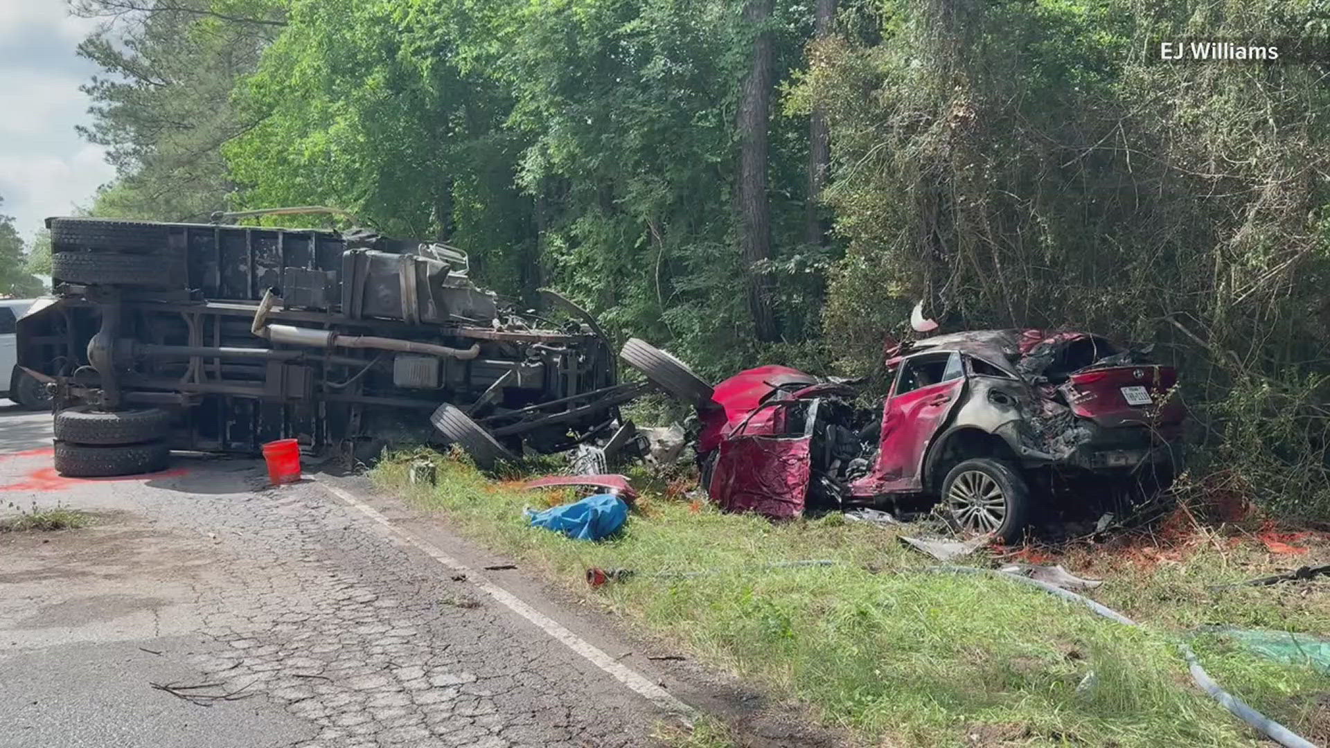 Woman dies in fiery wreck in Orange involving EV and dump truck ...