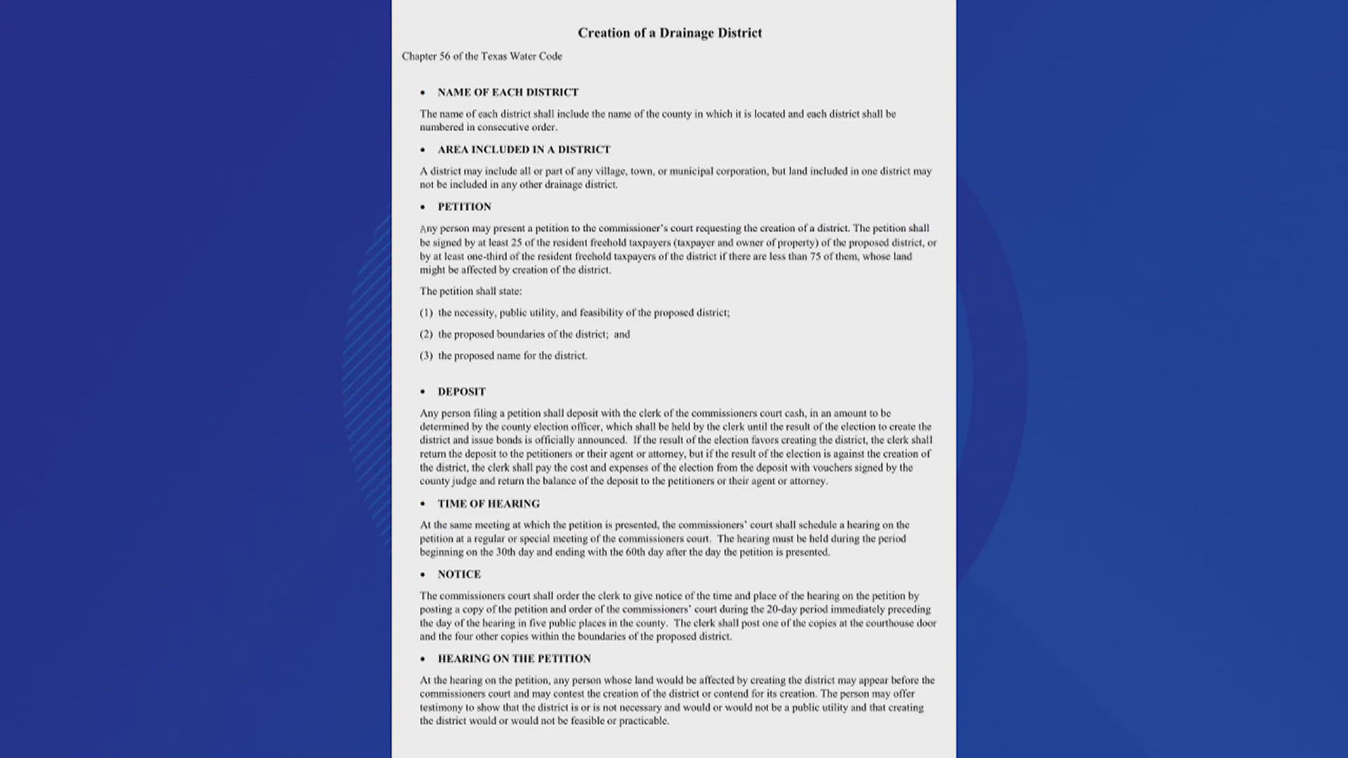 In a Facebook post, Judge Wayne McDaniel says a Drainage District in Hardin County could solve numerous problems across the region.