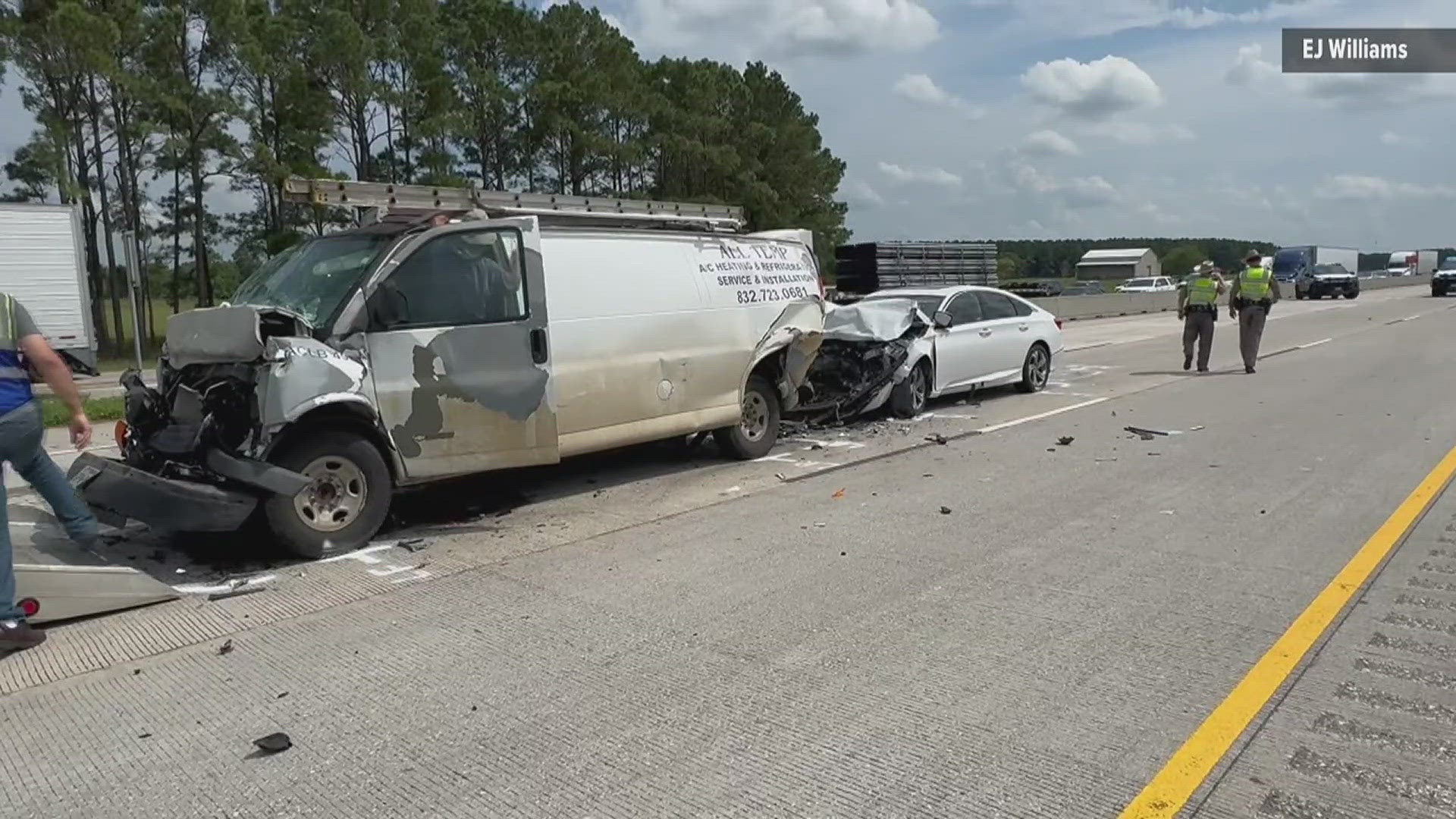 DPS says that the preliminary investigation revealed that a Honda accord was speeding down the interstate traveling eastbound, before hitting a stationary Chevrolet