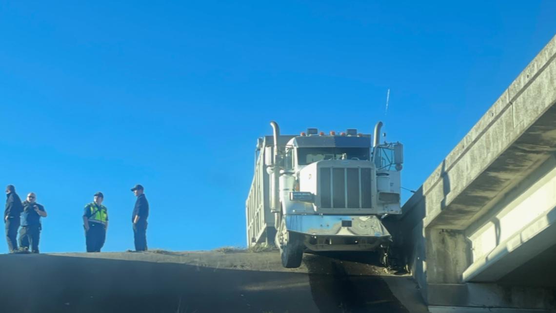 Dump truck crash on Nederland overpass causes traffic jam | 12newsnow.com