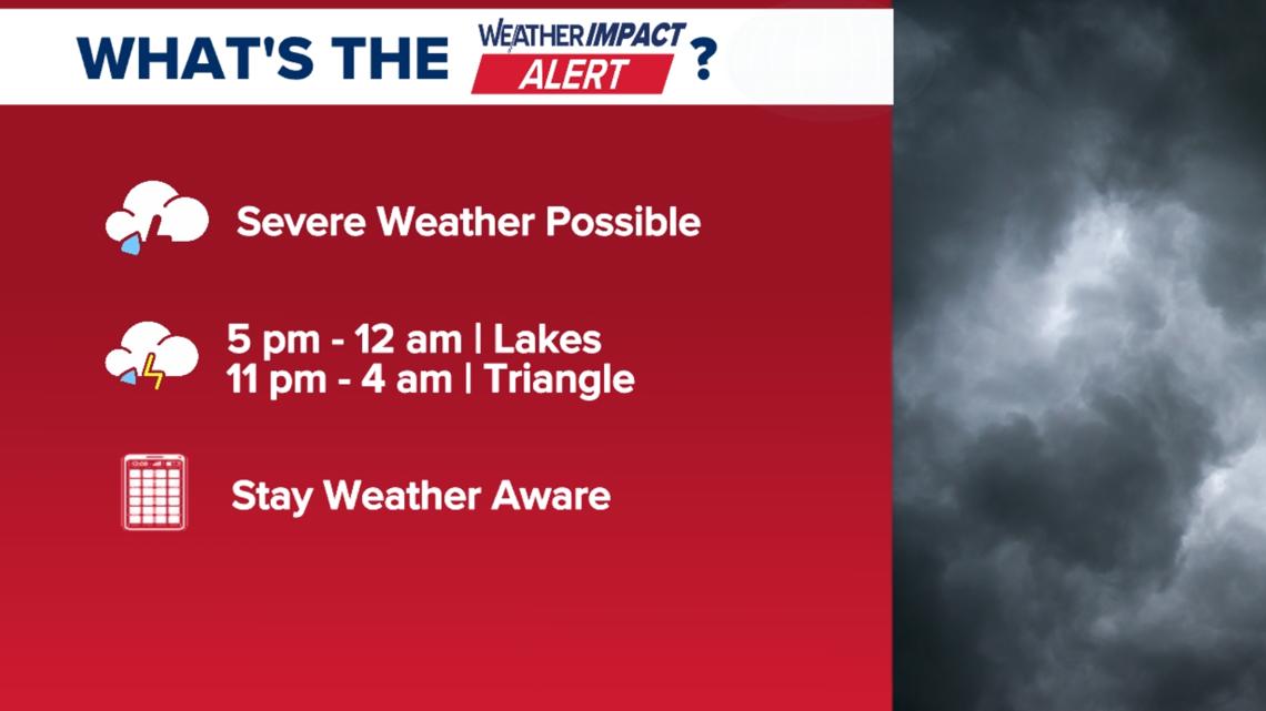 Weather Impact Alert: Monday night, early Tuesday morning issued for potentially heavy rain