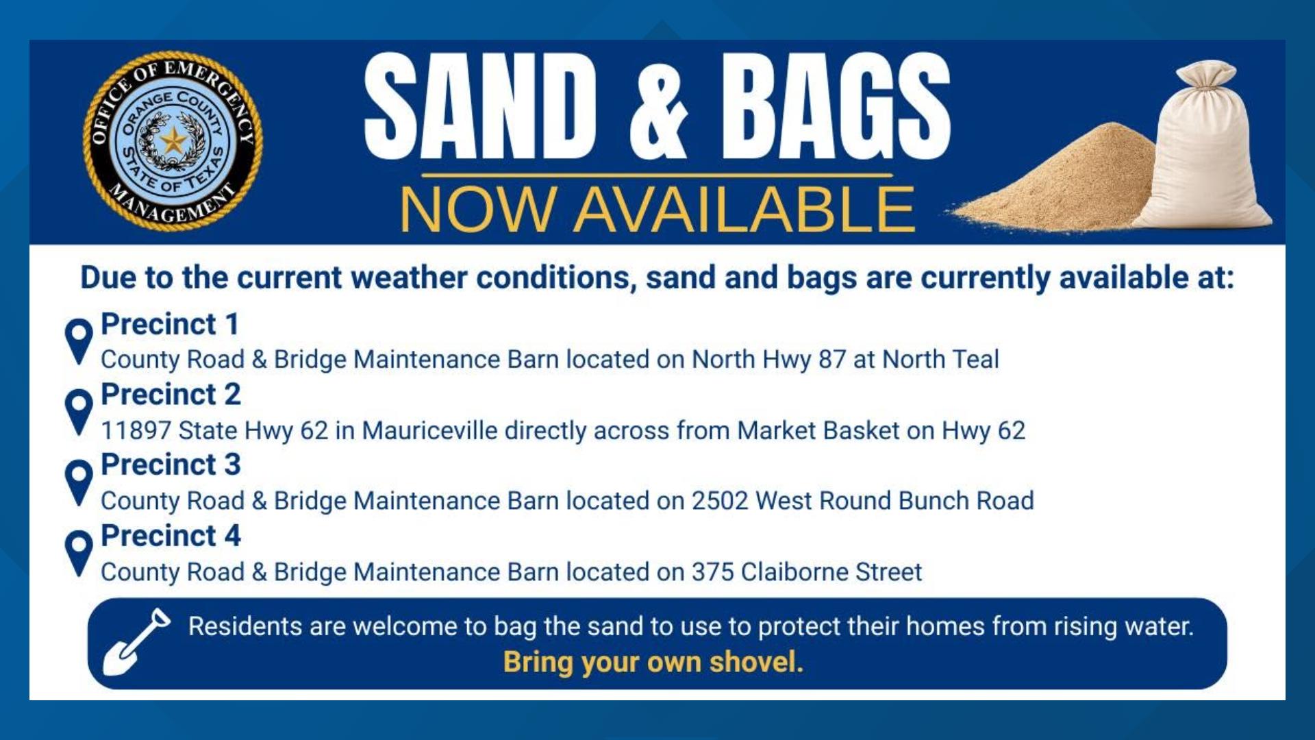 Sand and bags now available at four Orange County sites