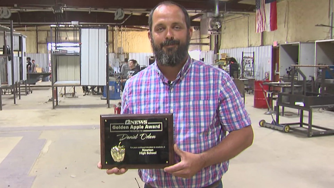 Newton High School welding teacher receives November's Golden Apple Award