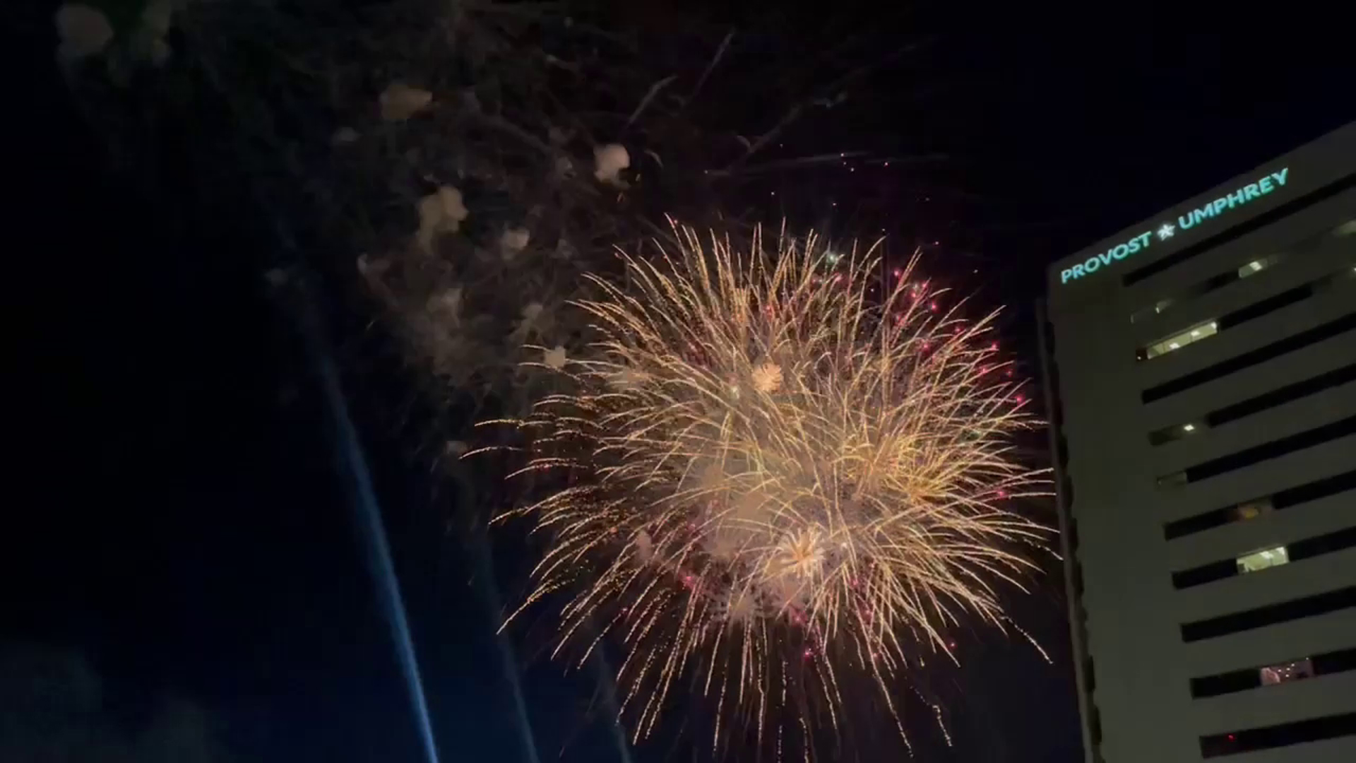 Fourth of July fireworks light up the sky over downtown Beaumont