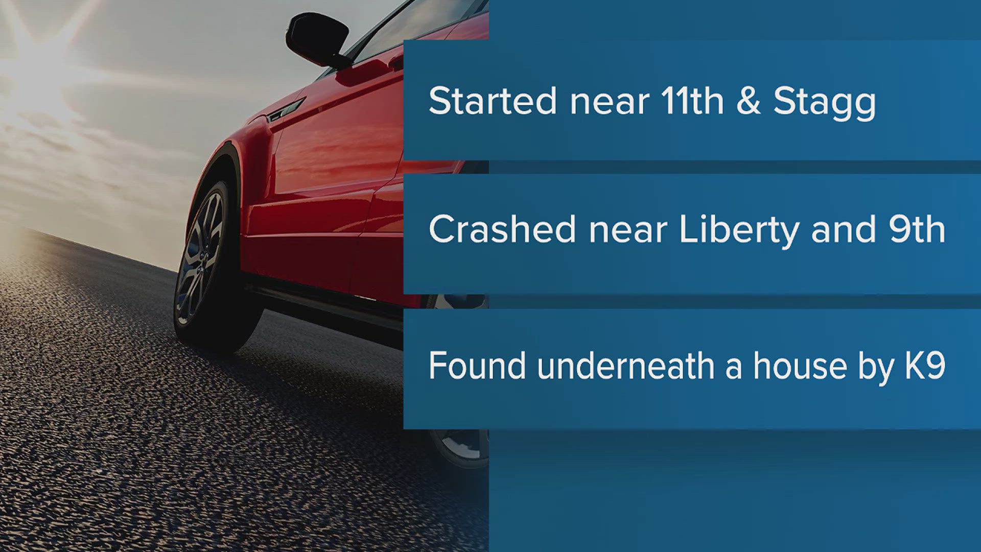 The chase ended when the driver lost control and crashed near Liberty and 9th Street.