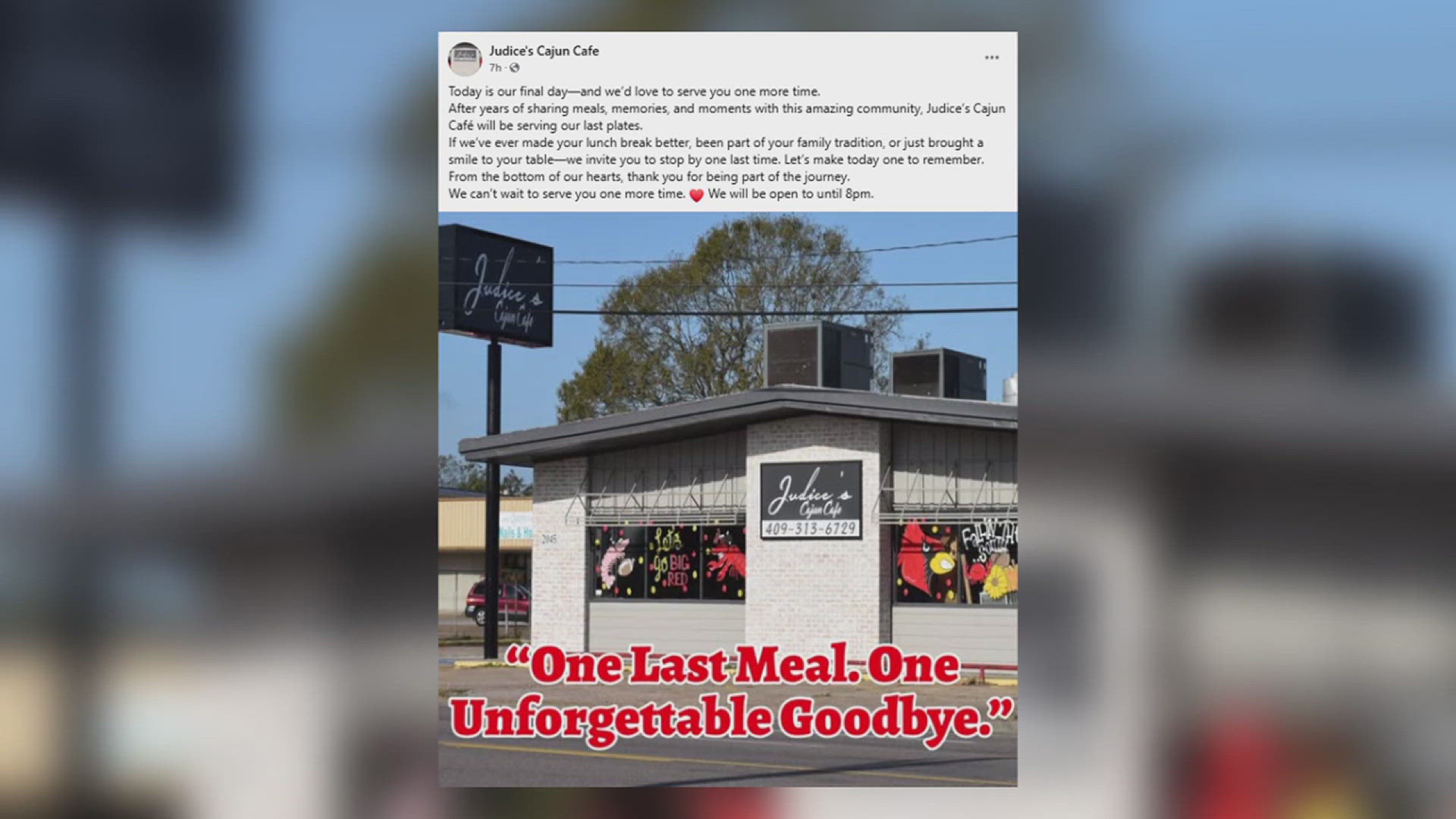 Judice’s Cajun Café announced Saturday that they have officially sold their Bridge city location. 