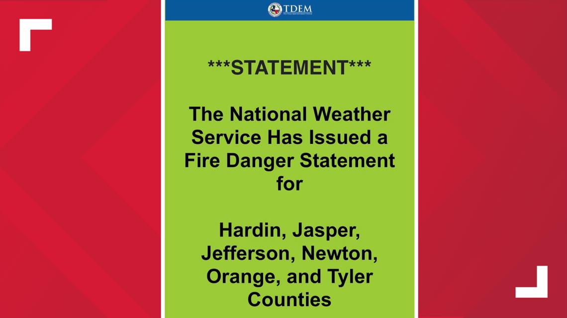 Fire danger statement issued for six Southeast Texas counties amid cold front concerns