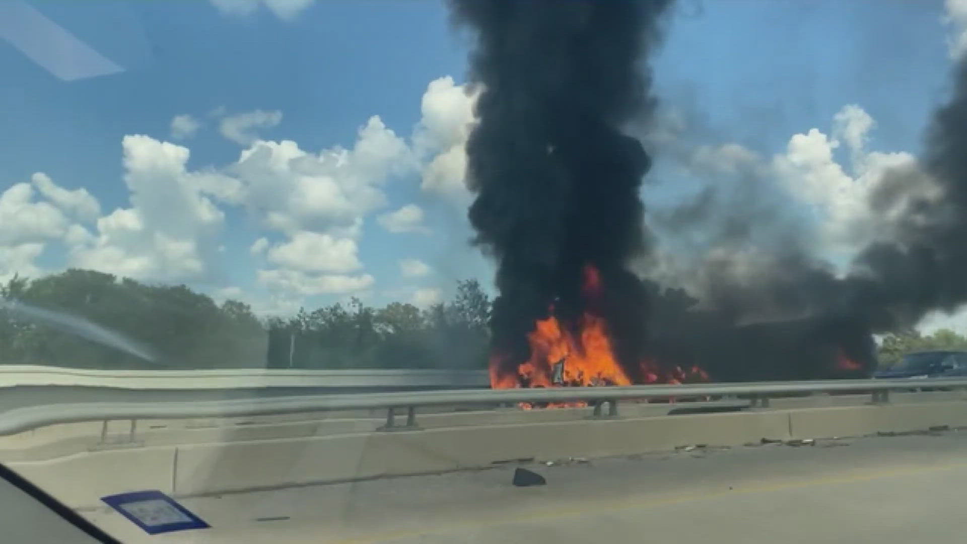 Westbound traffic is being diverted off of Interstate 10 at the downtown exit on the west side of the Neches River.