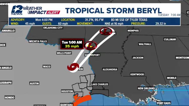 Beryl Tracker: What Southeast Texas Can Expect | 12newsnow.com