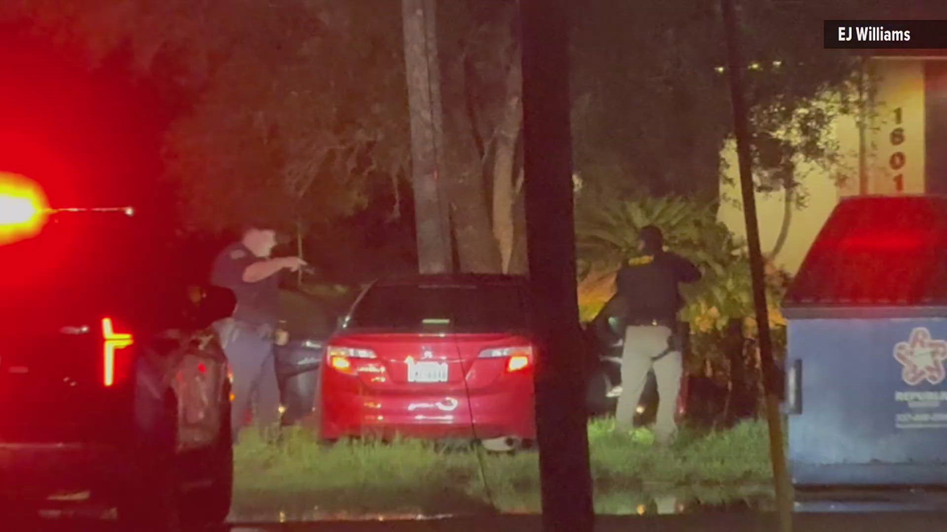 The chase reached speeds exceeding 100 mph on Interstate 10 before ending in Louisiana when the suspect struck a pole.
