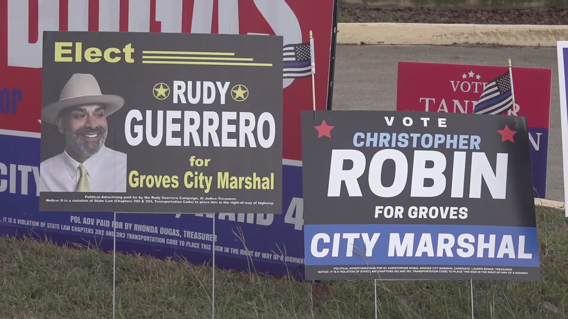 Interim City Marshal Christopher Robin and Groves patrol sergeant Rudy Guerrero are facing off.