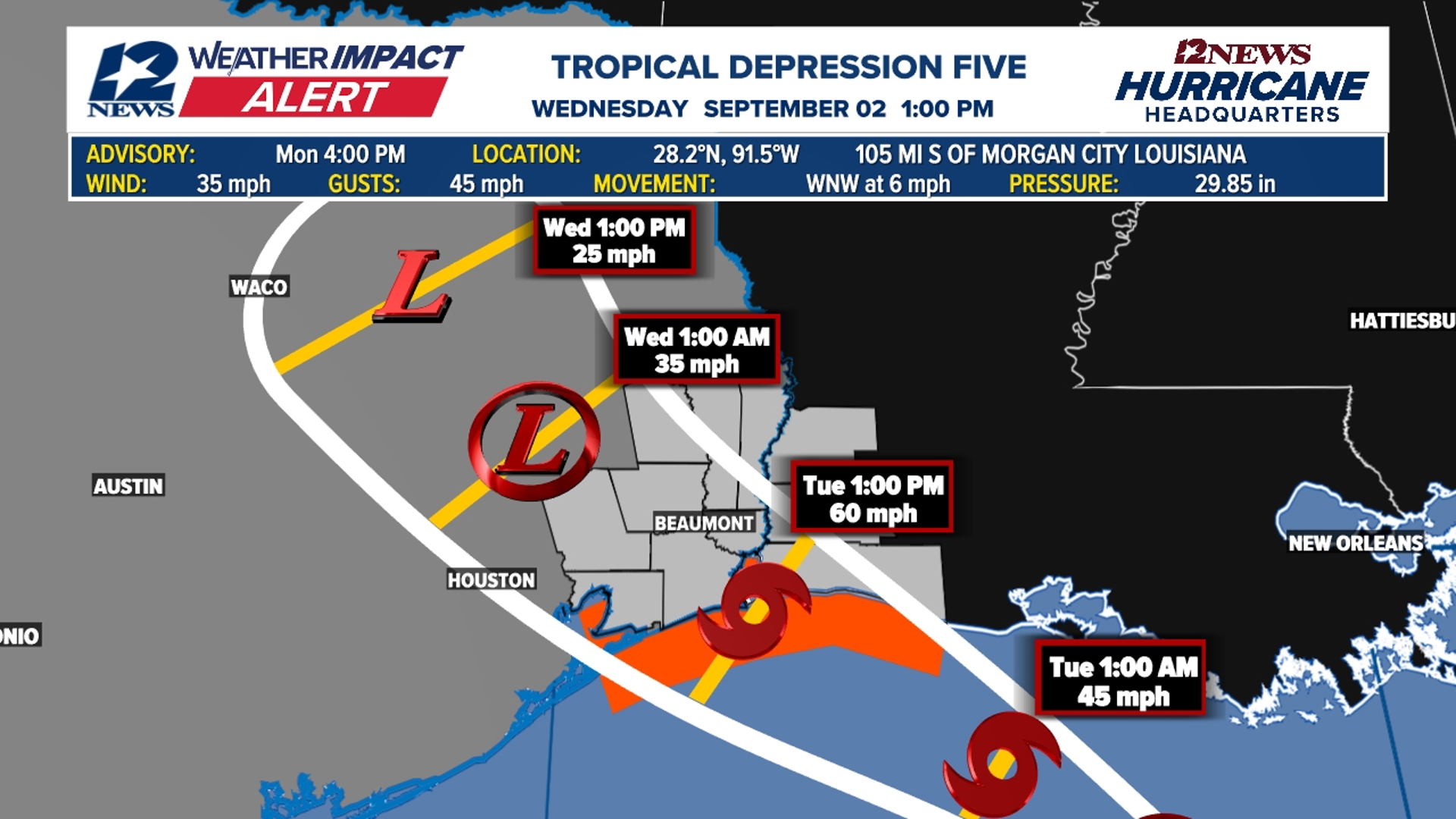 Tropical Depression Five forms in Gulf; expected to make landfall near ...