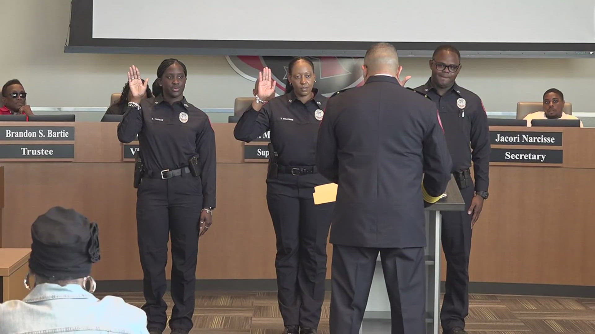 They were welcomed to the force during Thursday’s school board meeting.