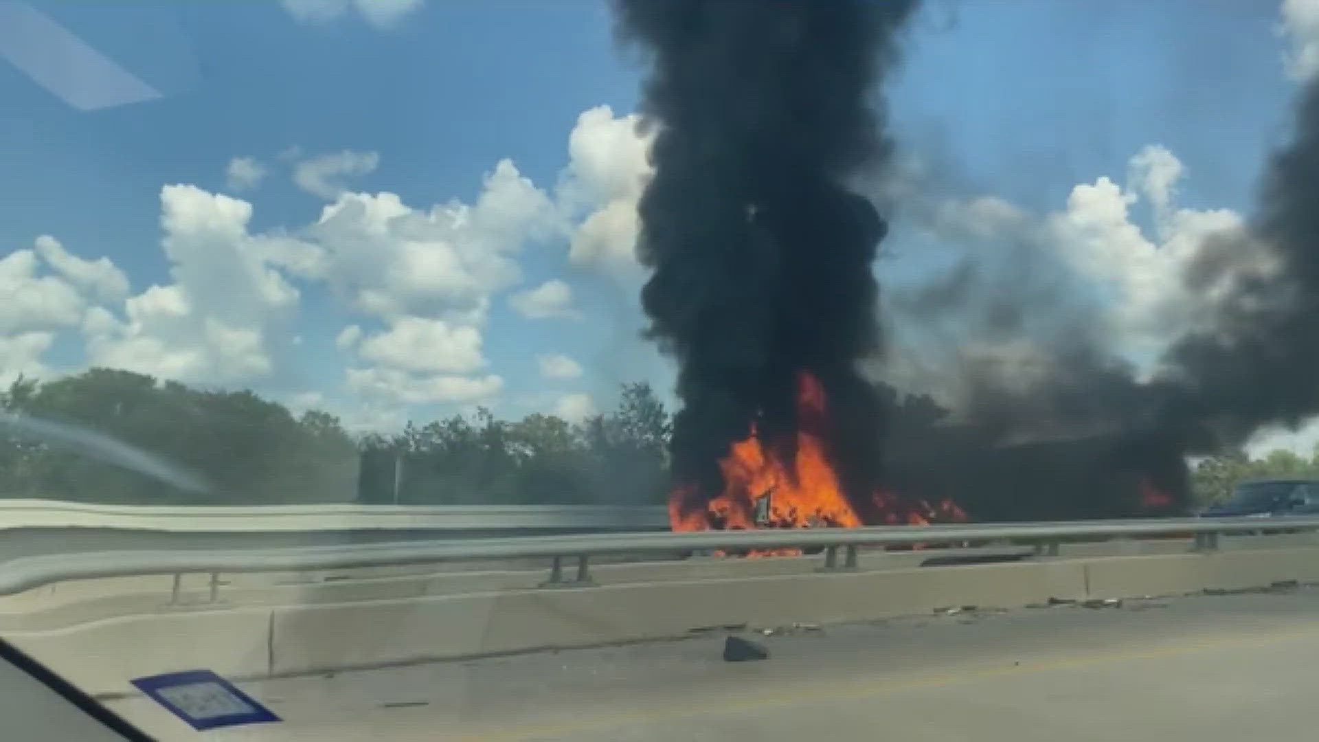 Westbound traffic is being diverted off of Interstate 10 at the downtown exit on the west side of the Neches River.