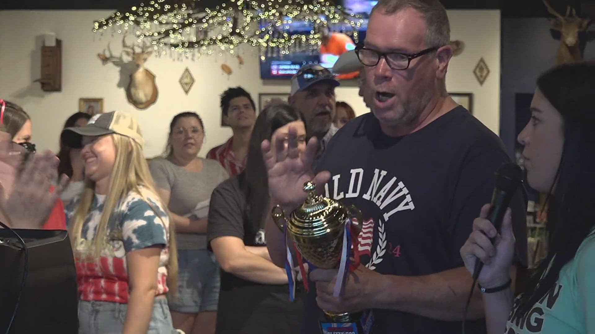 16 contestants showed up to Buckstin Brewing Company in Beaumont to prove they could chow-down and eat the most hotdogs in the shortest amount of time.