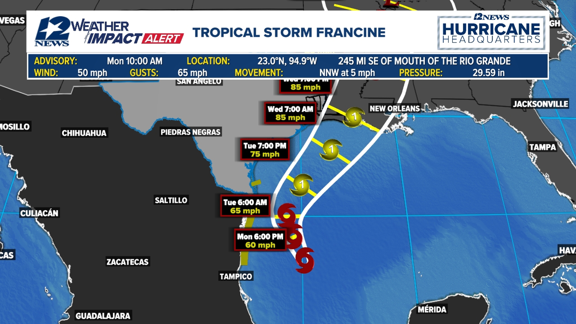 Potential Tropical Cyclone Six formed into Tropical Storm Francine just before 10 a.m. Monday off the coast of Mexico.