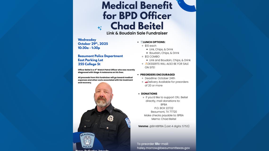 Medical benefit planned for Beaumont police officer battling cancer